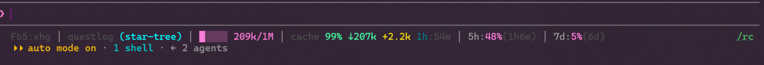 Status Line для Claude Code CLI. Показывает кэш, git, контекст и лимиты в одном месте - 6